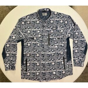 Pelagic Eclipse Guide Shirt Pro‎ Series Men 3XL Navy AOP Fishing Shirt Long Slv